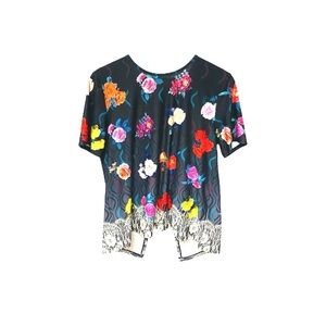 🖤Johnny Was Black Floral Lace Hem Blouse🖤